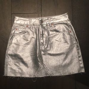 Top Shop Silver Denim Skirt